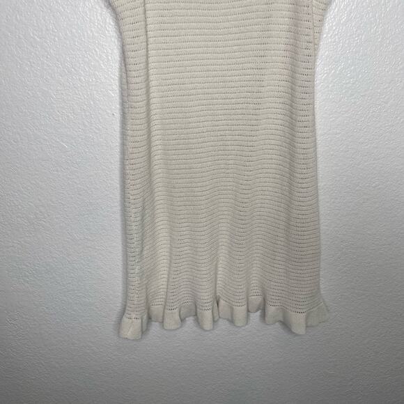 Anthropologie Womens Dress Size L White Sleeveless Knitted Crochet Style Lined - Picture 15 of 16